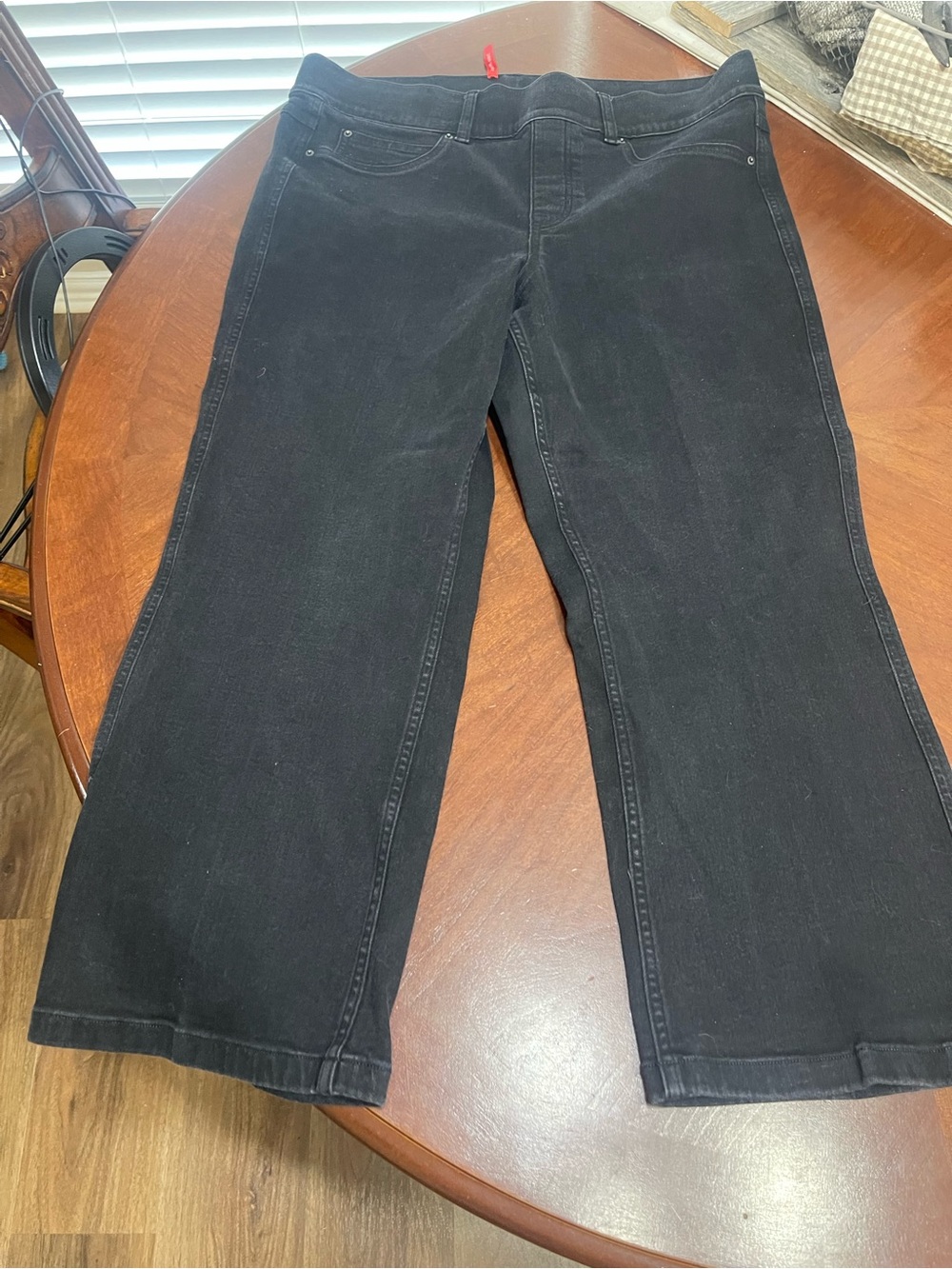 Spanx Kick Flare Jeans Black High Rise Ankle Denim Pants Womens